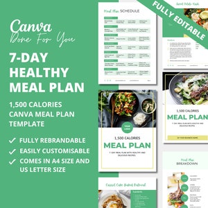 7-day Meal Plan Template with Recipes, PLR Digital Product, Canva eBook Template, Done For You Meal Plan For Your Coaching Business