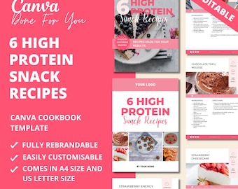 High Protein Snack Recipes: Canva eBook Template (PLR Digital Product)