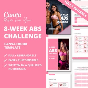 8-week abs challenge, fitness program template for health and fitness coaches, workout template, done for you fitness program, white label