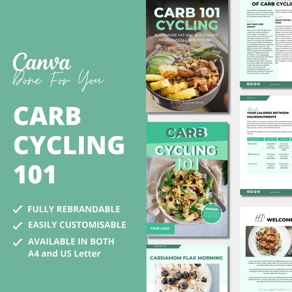 Carb Cycling 101, Nutrition eBook Template for Health and Fitness Coaches, health coaching templates, coaching resources, eBook template