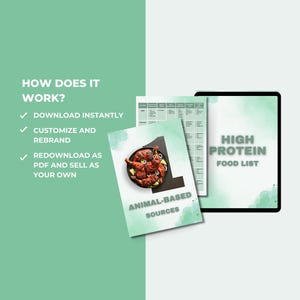 High-Protein Food List, High Protein List, Protein List, Canva eBook Template, PLR Digital Product, DFY Digital Products For Your Coaching Business, PLR Products, eBook template Canva, PLR Canva, PLR eBook, PLR Food List