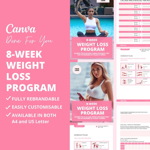 8-Week Weight Loss Program, Fitness Program Template, health coaching resources, DFY Exercise, Fitness eBook Template for Health Coach