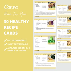 Recipe Card Template 4 x 6 and 5 x 7, PLR Digital Products, Canva eBook Template, DFY Digital Products For Your Coaching Business, Editable template, digital template, PLR products, eBook Template Canva, Done For You Recipe Cards for sale
