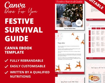 Festive Survival Guide, Christmas Lead Magnet for Health and Fitness Coaches, eBook Template for Canva, Health Coaching Resources, DFY