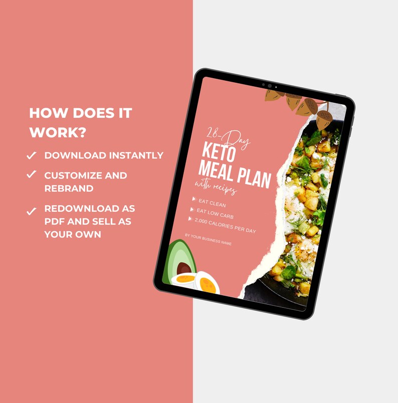 PLR 28-Day Keto Meal Plan Template, Canva eBook Template, PLR Digital Products, DFY Digital Products For Your Coaching Business, Editable Template, Digital Template, eBook Template Canva, PLR Canva, PLR eBook, PLR Products, Low Carb Meal Plan