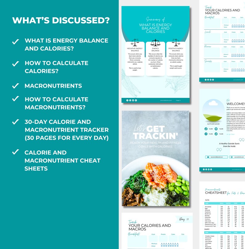 30-day Calorie tracker, Canva eBook Template, PLR Digital Products,  DFY Digital Products For Your Coaching Business,  Editable Template, Digital Template, PLR eBook, PLR Canva, eBook Template Canva, Done For You Calorie Tracker For Health and Fitness Coaches, Weight Loss template