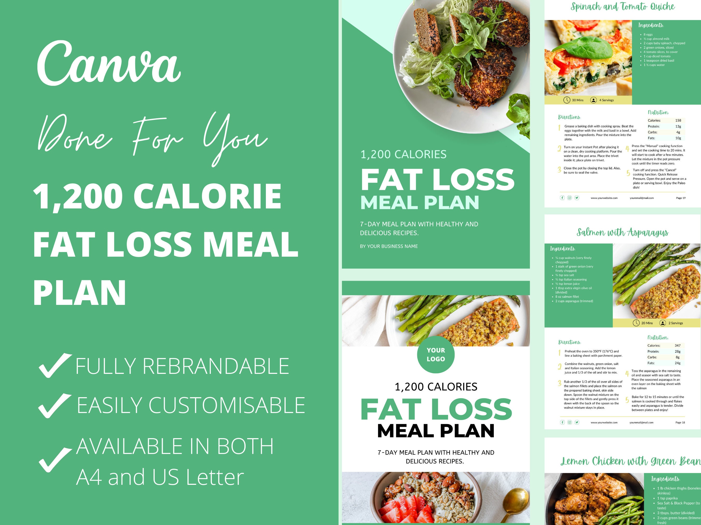 7 day Meal Plan Template With Healthy And Delicious Recipes Etsy 