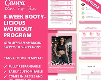 8週間のBootyliciousワークアウトプログラム：Canva eBookテンプレート（PLR）