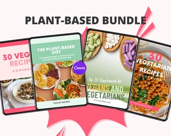 Plant-Based eBook Canva Templates: PLR Nutrition & Cookbook Bundle