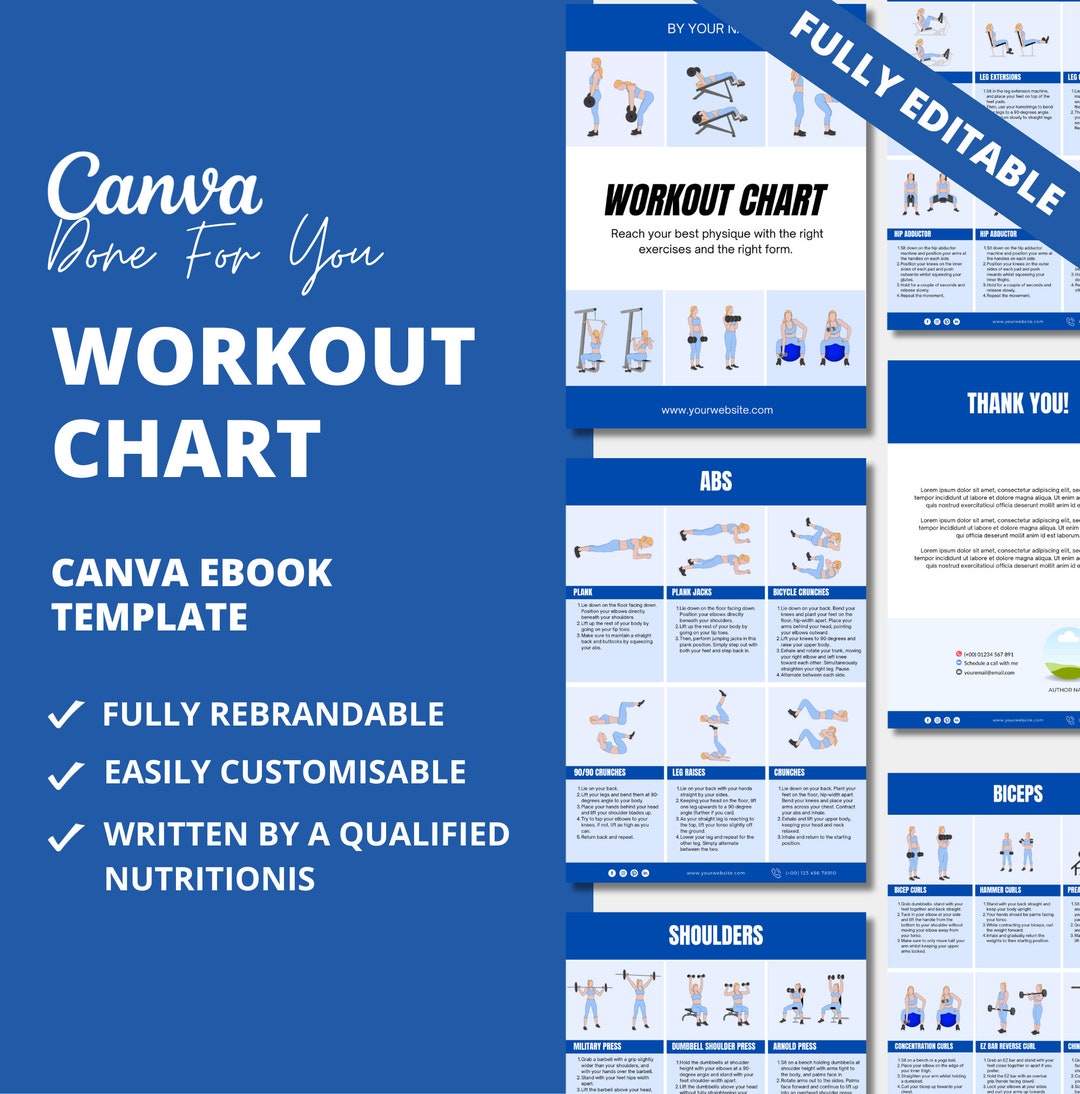 Workout Chart, Exercise Chart With Exercise Illustrations and Step-by ...