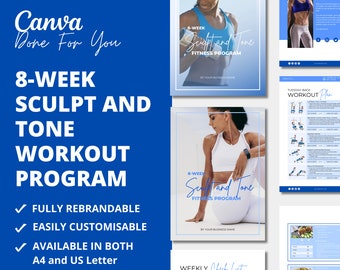 8-Week Sculpt & Tone Workout Program: Canva eBook Template (PLR)