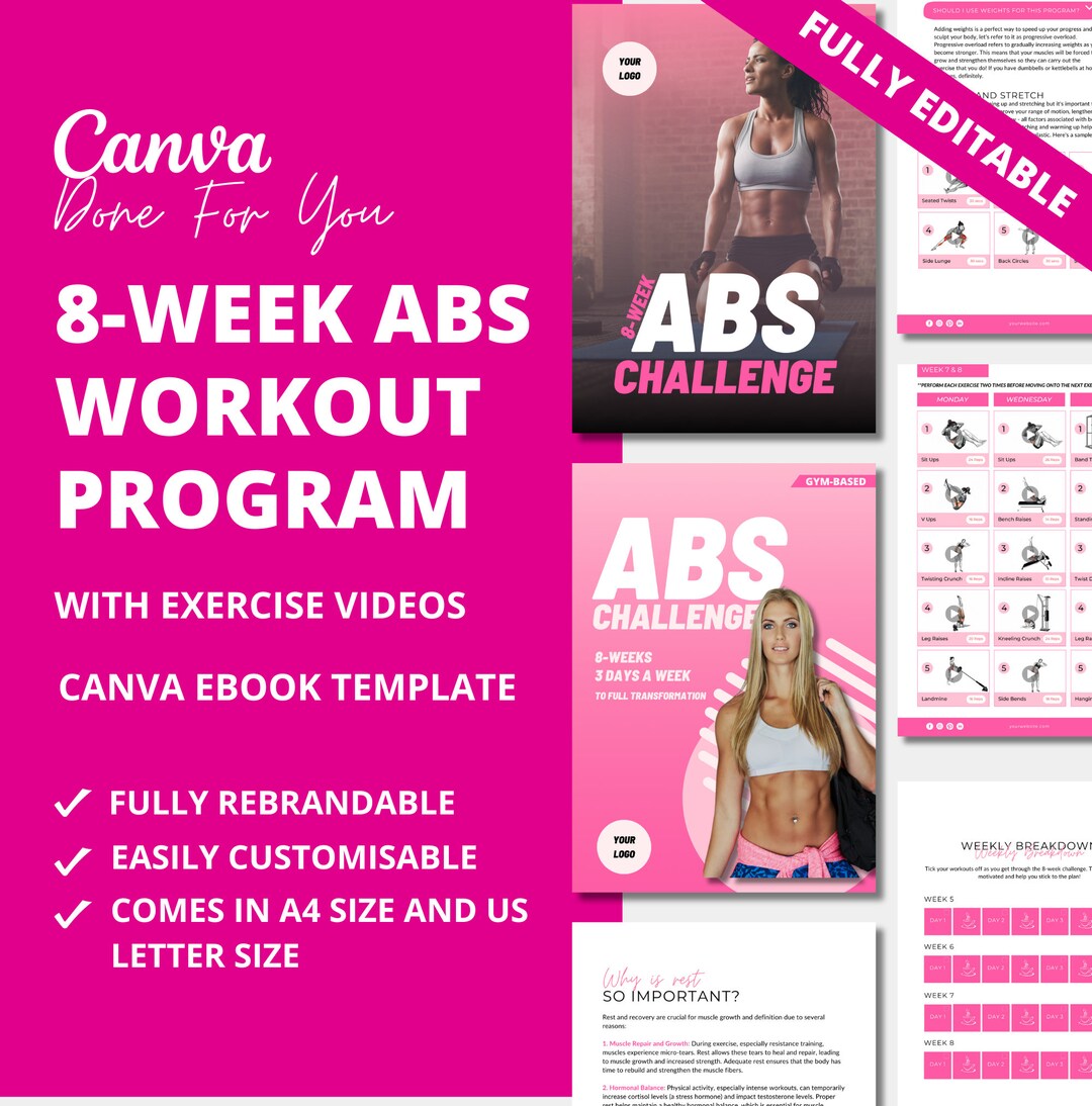 8-week Abs Challenge Workout: Canva Ebook Template (PLR) - Etsy