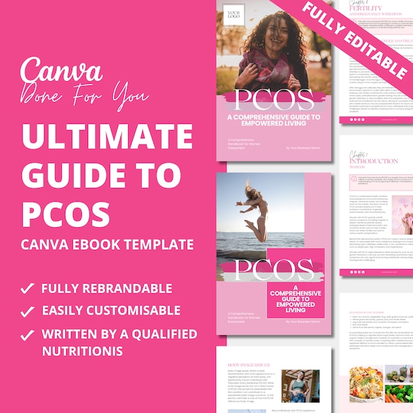 Ultimate Guide to PCOS, Canva eBook Template for Health and Fitness Coaches, Health Coaching Templates, eBook Template Canva, PLR, DFY