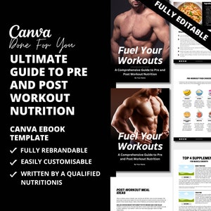 Ultimate Guide to Pre and Post Workout Nutrition, Nutrition eBook Template for Health and Fitness Coaches, Canva eBook Template, DFY content