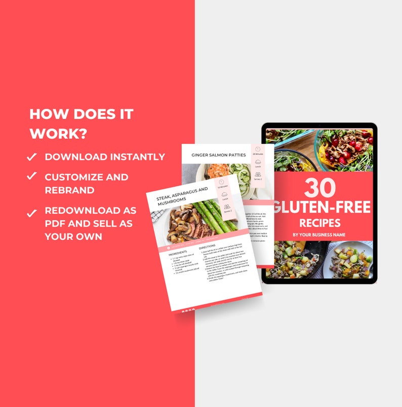 30 Gluten-Free Recipe Book Template, PLR Digital Products, Canva eBook Template, DFY Digital Products for Your Coaching Business, Editable Template, Done For You Recipe Book Template, PLR Products, PLR Canva, PLR eBook, eBook Template Canva