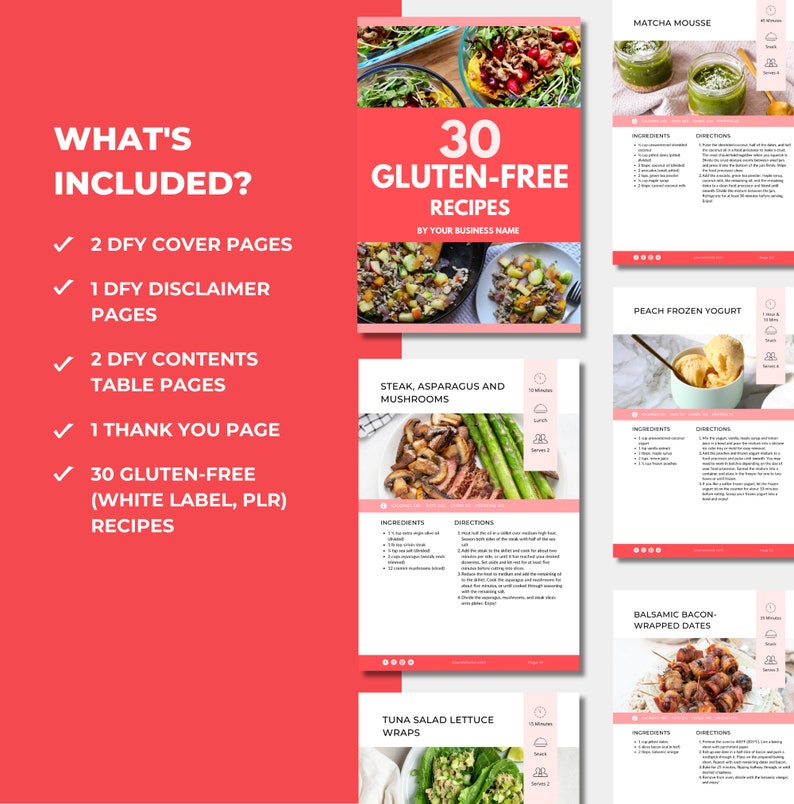 30 Gluten-Free Recipe Book Template, PLR Digital Products, Canva eBook Template, DFY Digital Products for Your Coaching Business, Editable Template, Done For You Recipe Book Template, PLR Products, PLR Canva, PLR eBook, eBook Template Canva