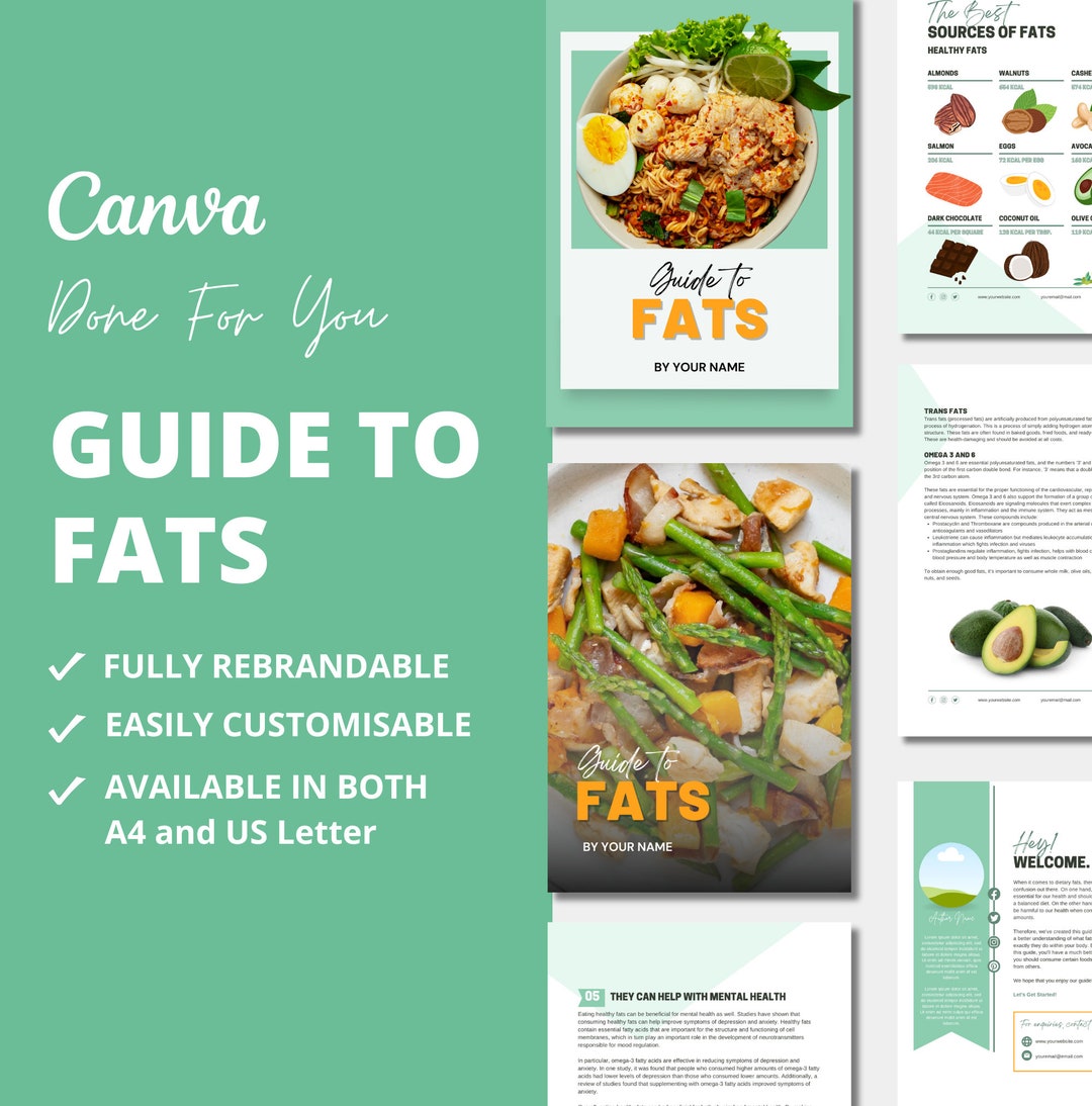 Fat Example Template Guide to Fats: Canva Nutrition Ebook Template (PLR Digital Product) - Etsy