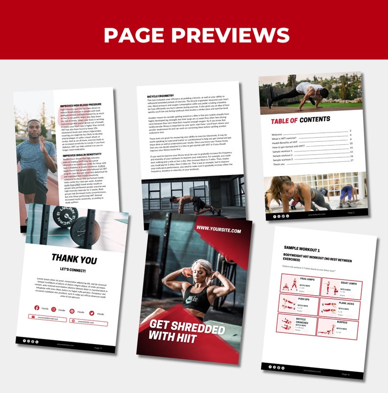 HIIT Guide, fitness program template, workout template for health and fitness coaches, fitness eBook template, DFY health coach content