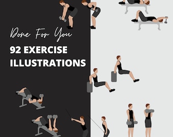 92 Male Exercise Illustrations: Fitness Clipart (PNG)