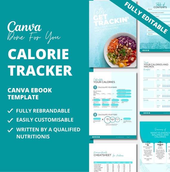 30-Day Calorie Tracker: Canva eBook Template for Health Coaches (PLR)