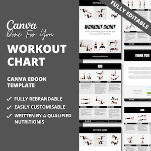 Workout Chart, PLR Digital Product, Canva eBook Template, Done For You Editable Template To Grow Your Coaching Business, Workout Template