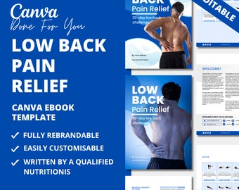 Low Back Pain Relief, 30-day Challenge, Fitness Program Template for Health and Fitness Coaches, Ebook Template for Canva, Coaching Template