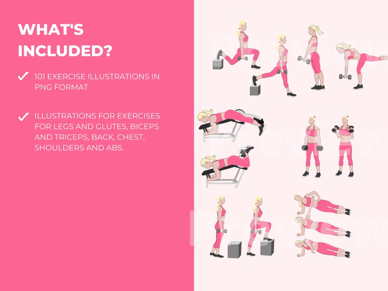 101 Exercise Illustrations in PNG Format for Health and - Etsy Australia
