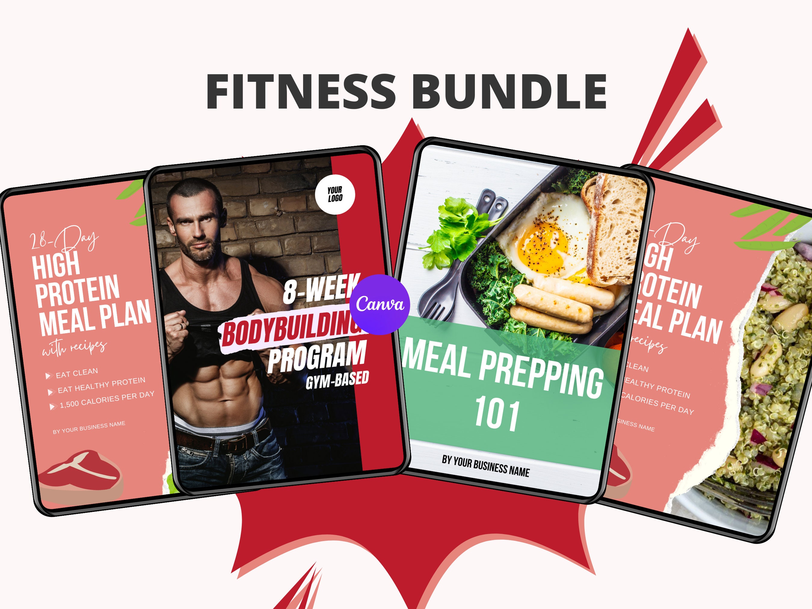 Fitness eBook Canva Templates PLR Bundle