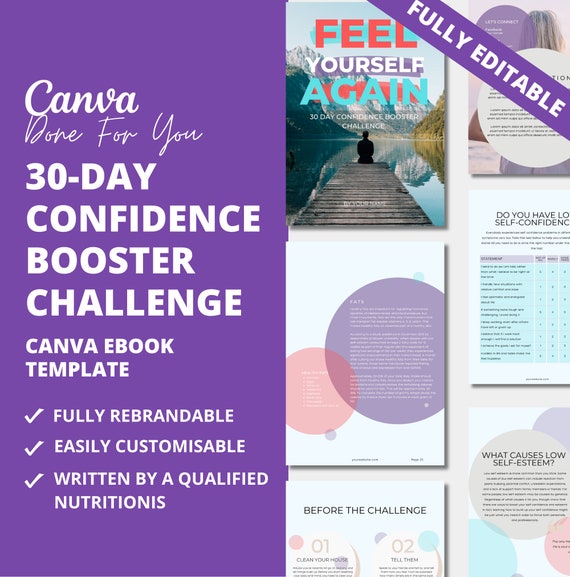 Confidence Booster 30-Day Challenge: Canva eBook Template (PLR)