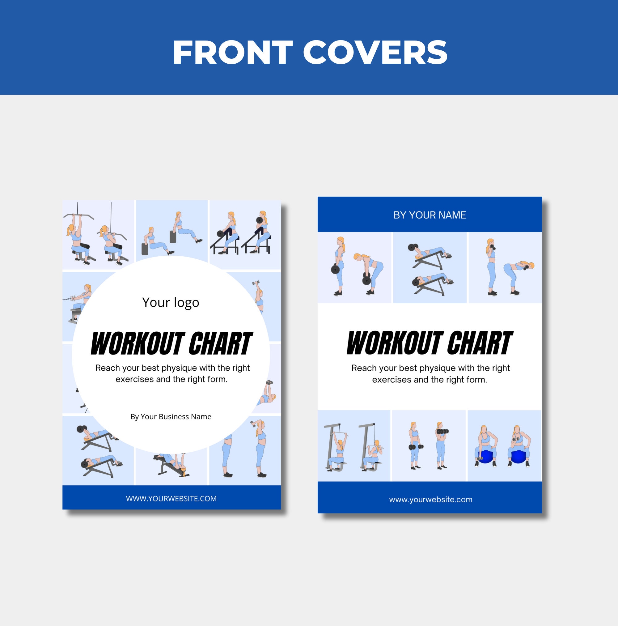 Workout Chart, Exercise Chart With Exercise Illustrations and Step-by ...