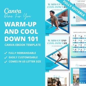 ウォームアップとクールダウン101、Canva電子書籍テンプレート、PLRデジタル製品、コーチングビジネス向けDFYデジタル製品、編集可能なテンプレート