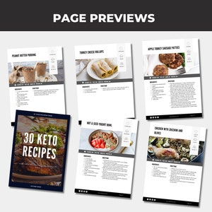 30 Keto Recipes, Recipe Template, Recipe Book Template, PLR Digital Products, Done For You Canva eBook Template For Your Coaching Business