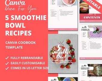 Smoothie Bowl Recipe Book: Canva eBook Template (PLR Digital Products)