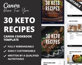 30 Keto Recipes: Canva Cookbook Template for Coaches (PLR)