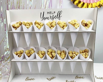 White Treat Wall,party decoration,sweets,popcorn 14 cones