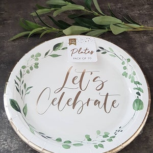 Botanical Eucalyptus paper/party plates/ Tableware/Decoration/Birthday Floral/Wedding engagement/Table decoration/Hen Party/Baby Shower/sage