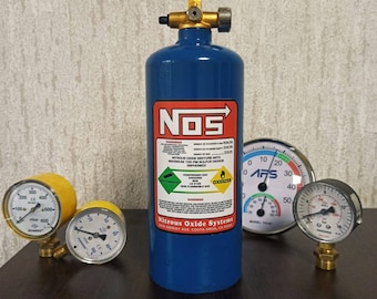 Metal NOS Tank (for decorative purposes, not real) - Fully Metal NOS Tank - Steel Tank and Brass Valve - You can use it as a Car Accessory