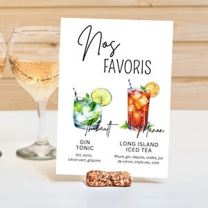 Cocktails-Poster, Hochzeits-Cocktail-Poster zum Personalisieren, unsere Lieblingscocktails, personalisiertes Hochzeitsposter, Paar-Cocktail-Poster