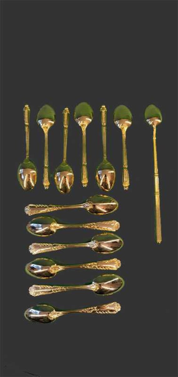 Small Dessert & Coffee Spoons in Gilded Metal