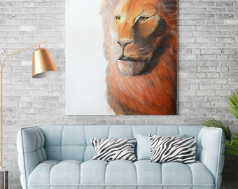 Lion Hunt Painting Large Canvas| Fine Art Print, Home Wall Decor, Animal, Simplicity Art Collectibles