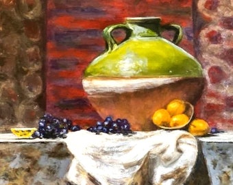 Vase Fruit Painting, Canvas| Fine Art Print, Home Wall Decor, Simplicity Art Collectibles