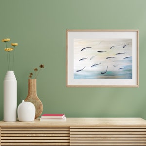 Ocean Fish Painting, Sea Water Blue Large Canvas Fine Art Print, Home Wall Decor, Animal, Simplicity Art Collectibles image 6