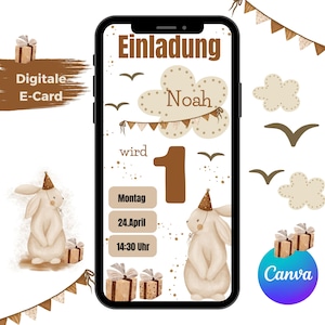 Invitación digital para cumpleaños infantiles, invitaciones de cumpleaños para amigos, tarjetas electrónicas de WhatsApp, tarjetas de invitación para niños y niñas, 1er cumpleaños