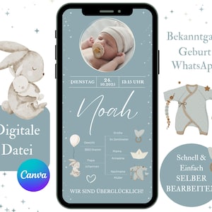 Faire-part de naissance numérique, faire-part de naissance garçon, e-carte annonçant la naissance WhatsApp, modèle de données de naissance, modèle de carte de naissance, bonjour tout le monde