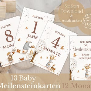 Cartes étapes bébé à imprimer, cartes mensuelles numériques, PDF étapes pour garçons et filles, cartes 1ère année, cadeau de naissance