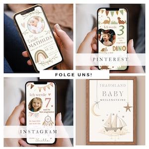 Tarjeta digital de agradecimiento por bautizo con foto, tarjeta electrónica boho arcoíris | Mensaje de agradecimiento por bautizo para niña por WhatsApp | Gracias por las felicitaciones por la celebración del bautizo imagen 10