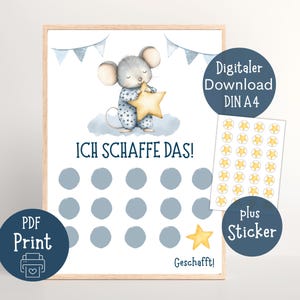 Tabla de recompensas para niños pequeños, plan de recompensas para niños con estrellas, plan de refuerzo del entrenamiento del sueño, sistema de recompensas Montessori (PDF para imprimir)