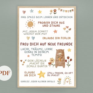 Motivationsposter zur Einschulung für die erste Klasse, Schulkind Poster