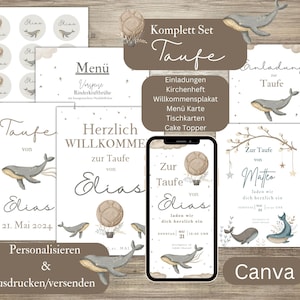 Digitale uitnodiging doopvis, set sjablonen doopfeest, uitnodigingskaarten, kerkboekje doopmeisjes, e-card uitnodiging jongens, bundel doop