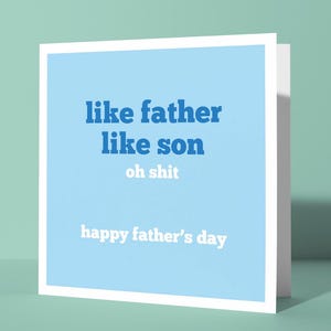 Tel père tel fils, oh merde ! | Carte de fête des pères heureuse drôle de jurer pour papa papa père lui de fils, carte offensive pour papa